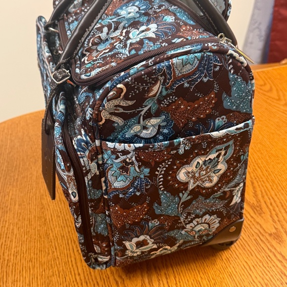 Vera Bradley Retired Java Blue Rolling Luggage Suitcase - Picture 4 of 11